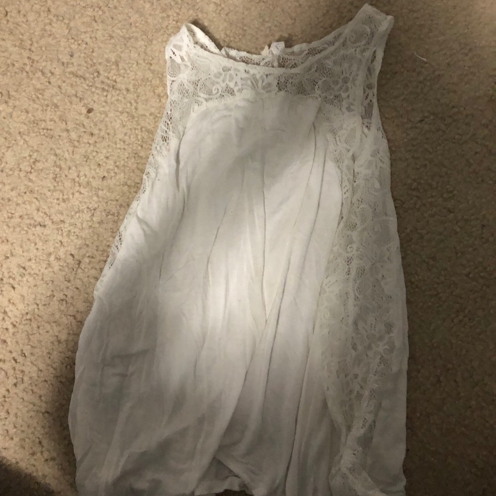 White Tank Top with Lace on Sides